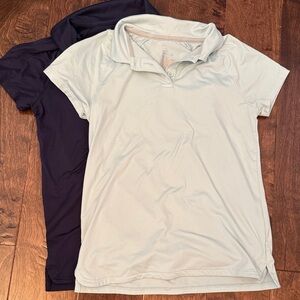 Girls, set of two, All in Motion collared shirts in navy and light blue